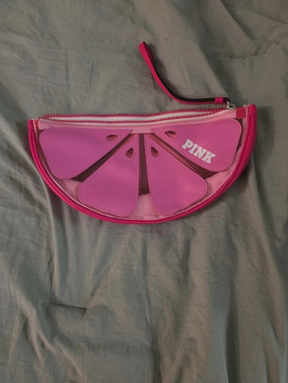 PINK Victoria's Secret Hot Pink Citrus Slice Wristlet